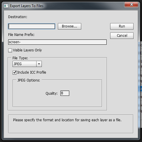 Export Layers to files options